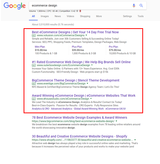 google ads search page ppc